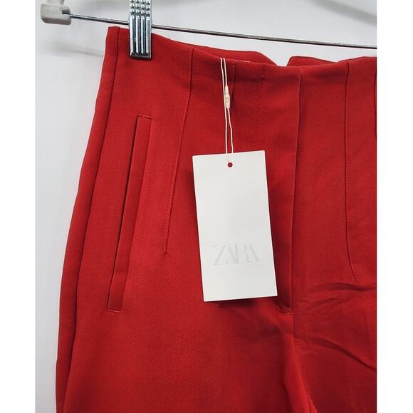 New NWT Zara High Waist Straight Leg Cropped Trouser Pant Size XS - Picture 13 of 16